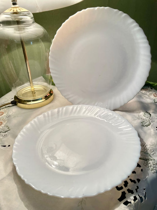 White Scalloped serving plater 10" – Set of 2