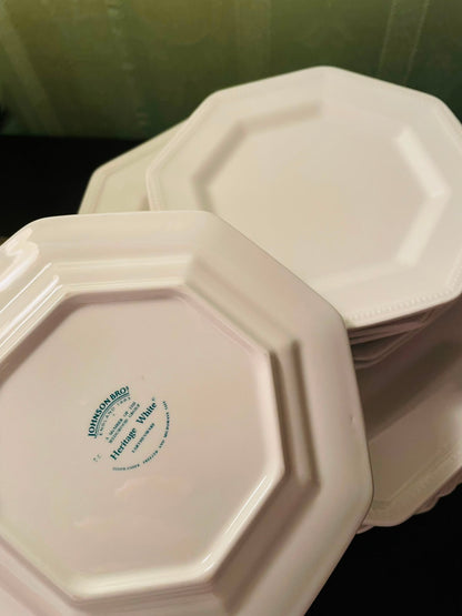 Johnson Bros Heritage White Octagonal Dinner & Quarter Plate Set 8 persons