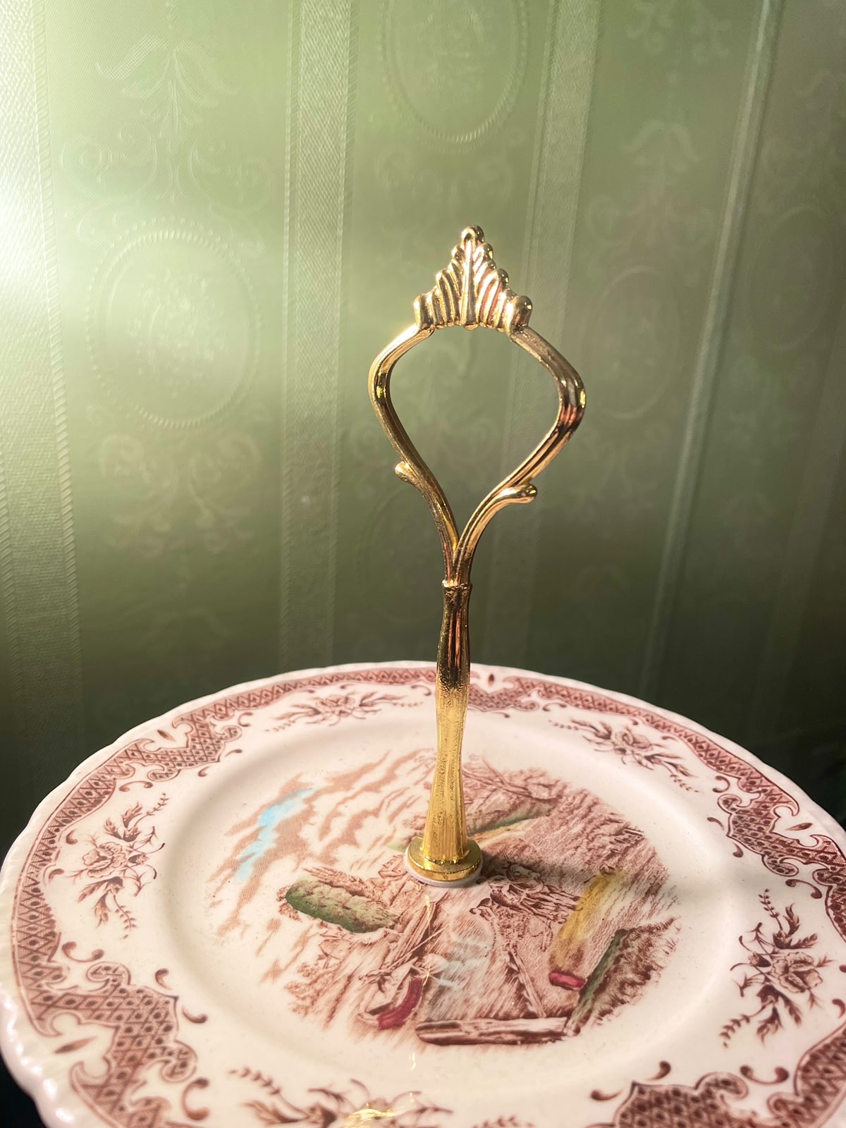 Vintage 3-Tier English Transferware Cake Stand