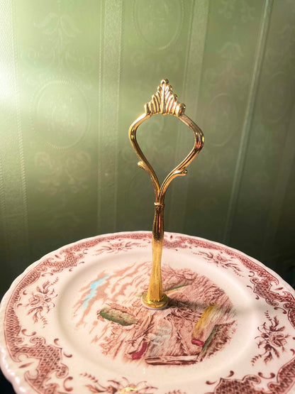 Vintage 3-Tier English Transferware Cake Stand