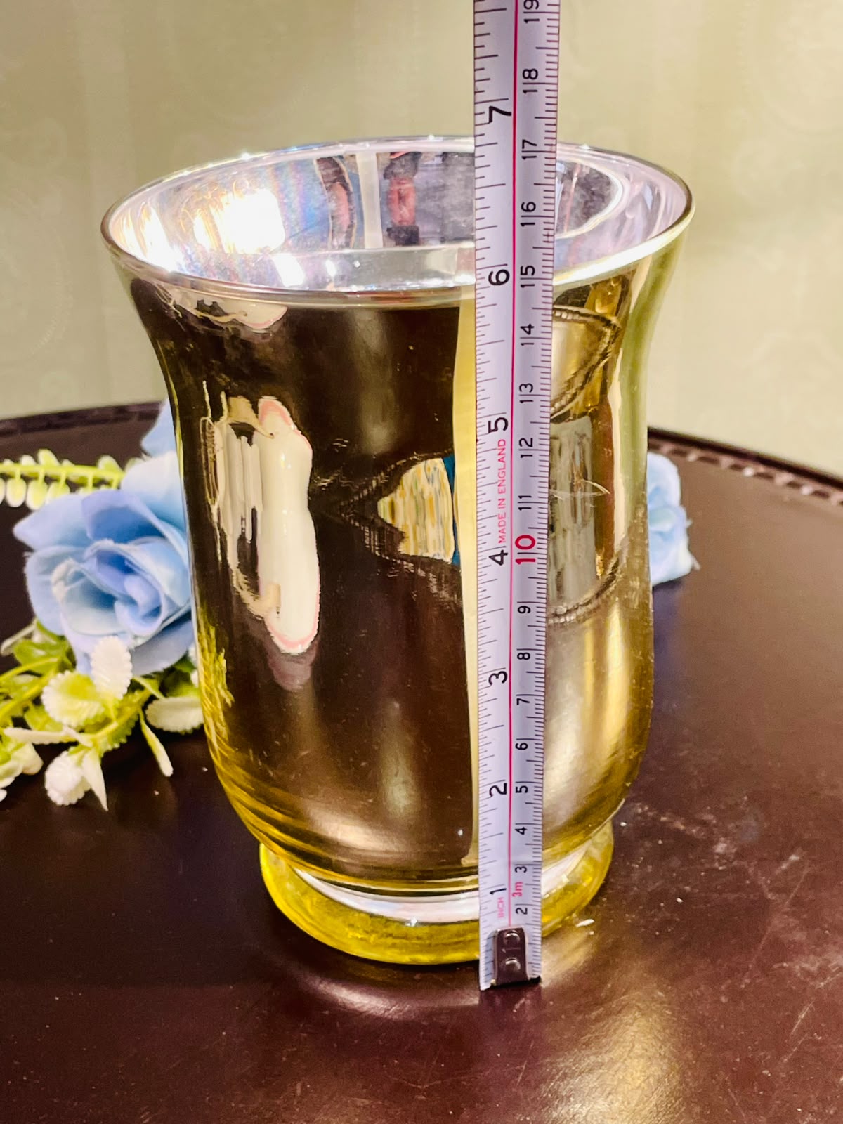 Vintage Amber Crystal candle holder 18cm