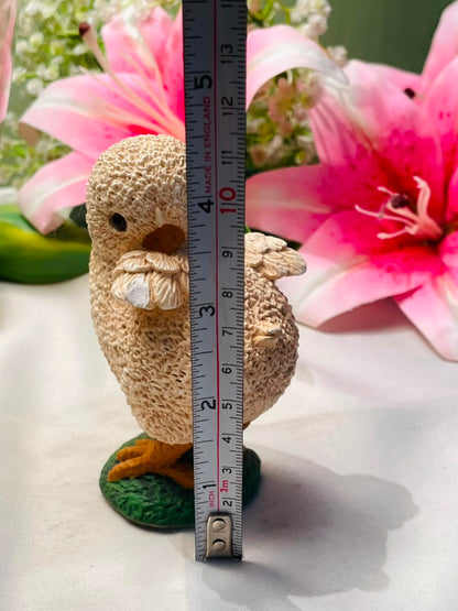 Textured Cream Bird Figurine with Flower Approx. 10 cm