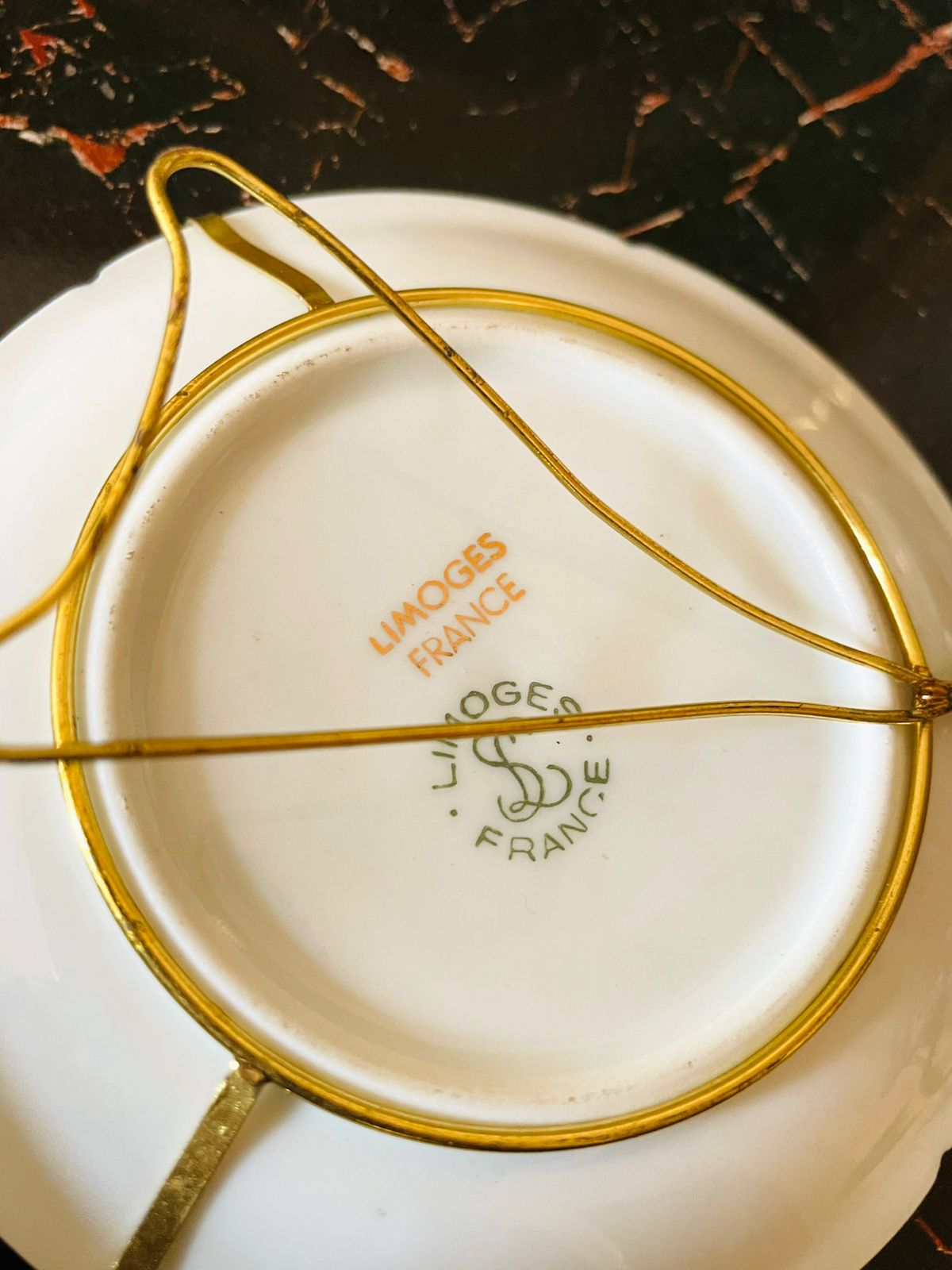 Limoges France Mini Decorative Plate – Rococo Courting Scene with Gold Scrollwork