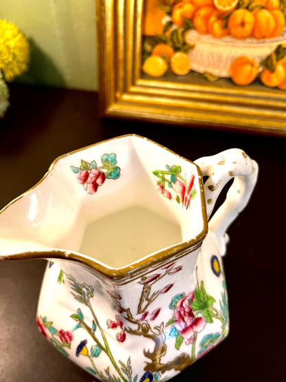 Vintage Chinoiserie Floral Porcelain Pitcher – 5 Inch