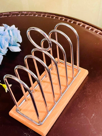 Bamboo Toast Rack with Metal Frame – 6 Slot Bread Holder