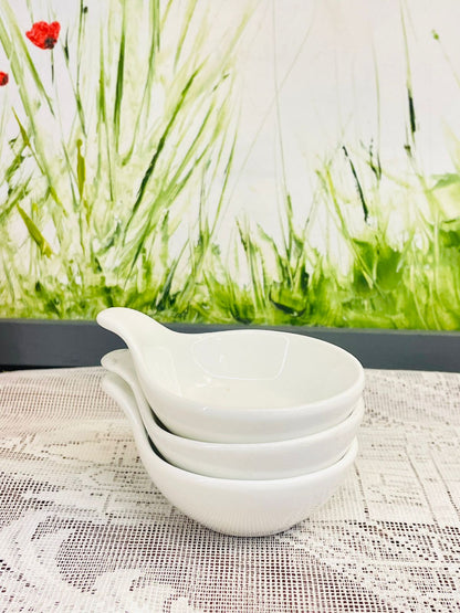Vintage White Ceramic Sauce Spoon Bowls Set of 3