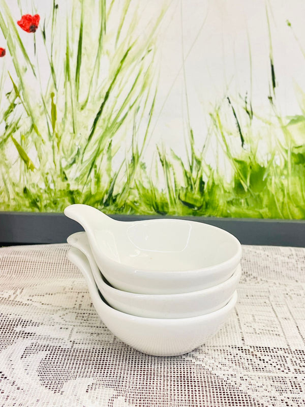 Vintage White Ceramic Sauce Spoon Bowls Set of 3
