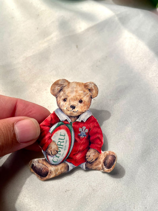 Welsh Rugby Teddy Bear Fridge Magnet – 2.5 in