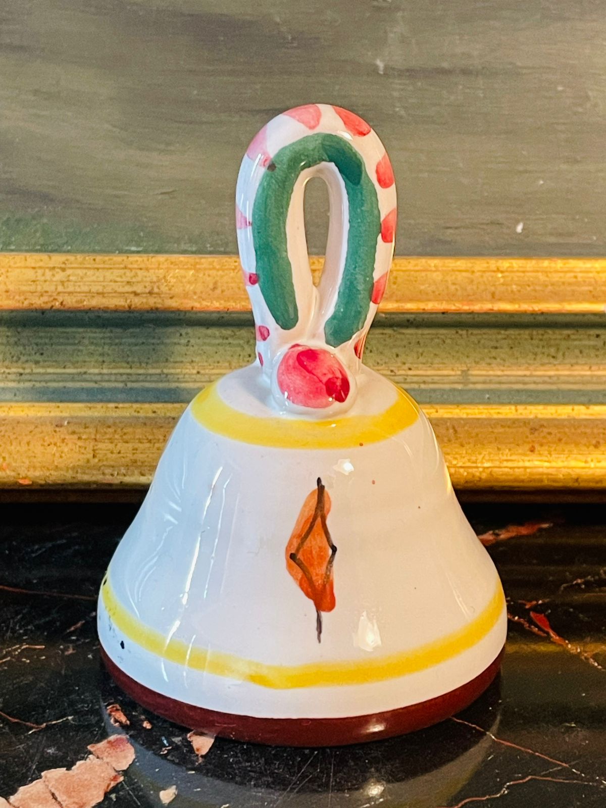 Hand-Painted Italian Ceramic Mini Bell – Colorful Floral Design – 3.5 Inches Tall