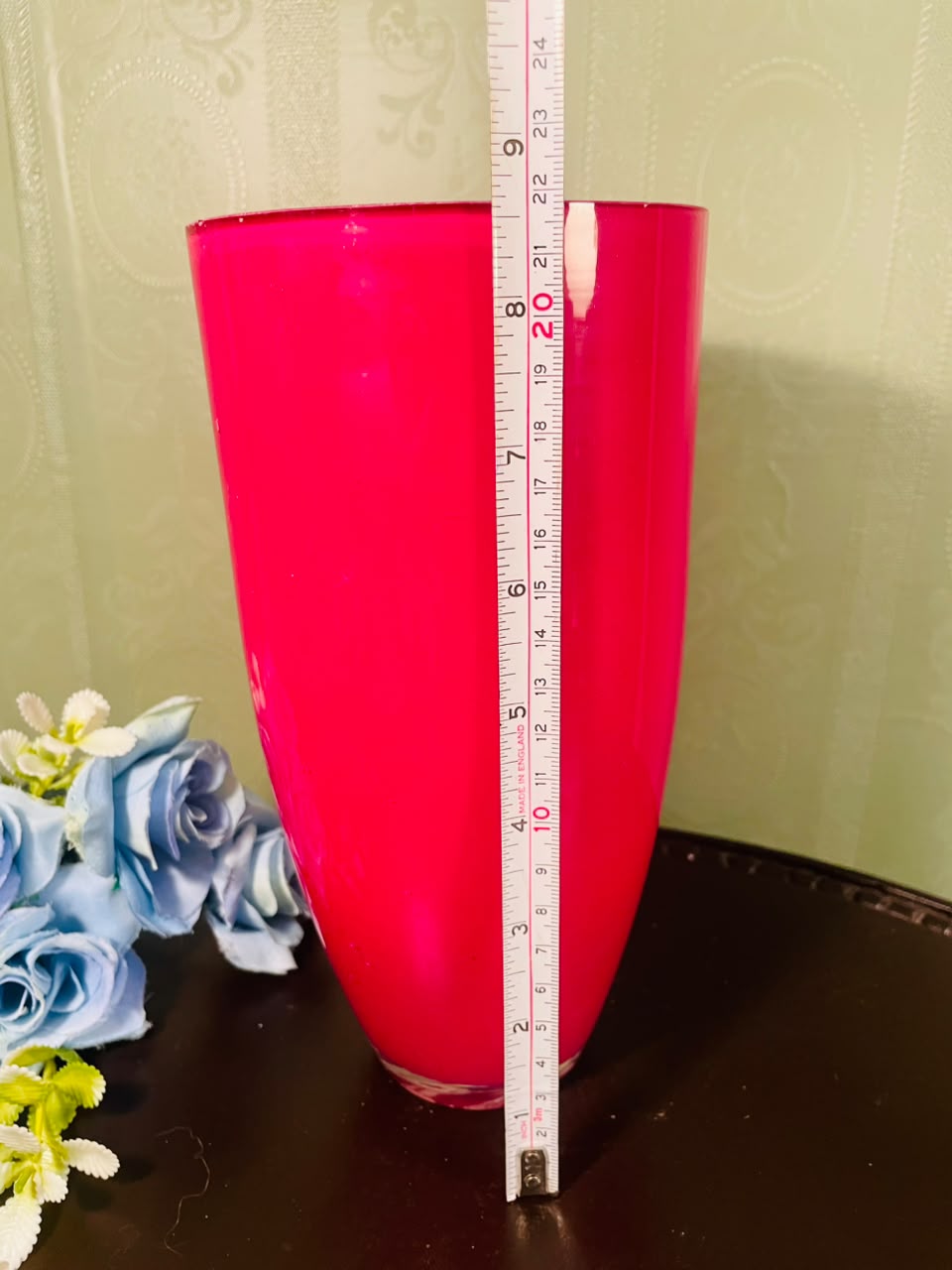Large Red Decorative Crystal Floor Vase – 8.5 Inch Modern Statement Vase
