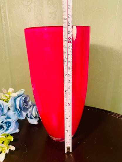 Large Red Decorative Crystal Floor Vase – 8.5 Inch Modern Statement Vase