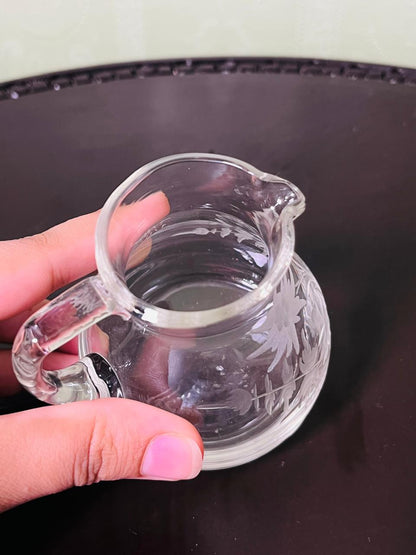 Vintage Etched Crystal Floral Water Jug 9cm
