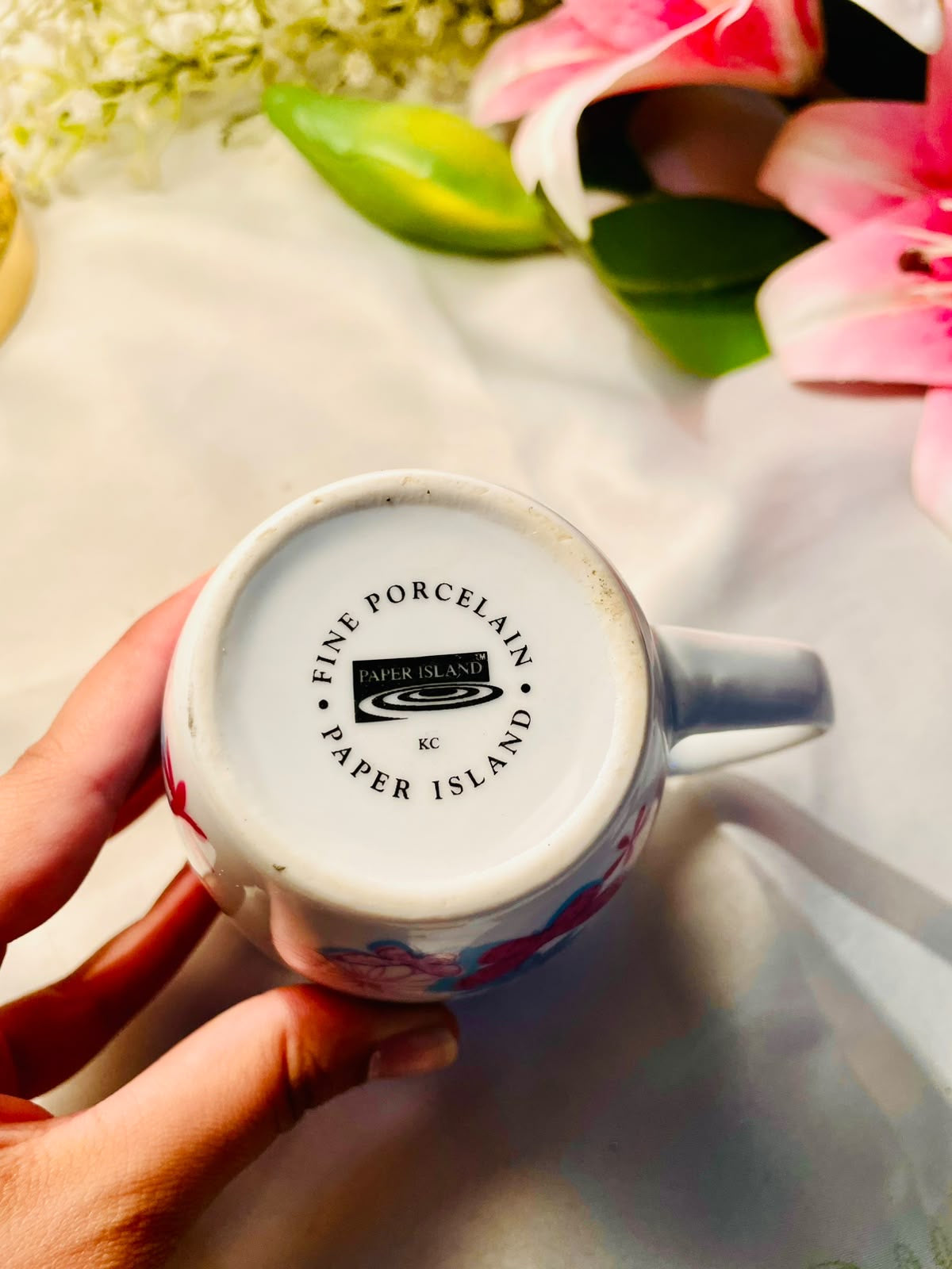 Paper Island True Friend Floral Bunny Fine Porcelain Mug – 4 Inch