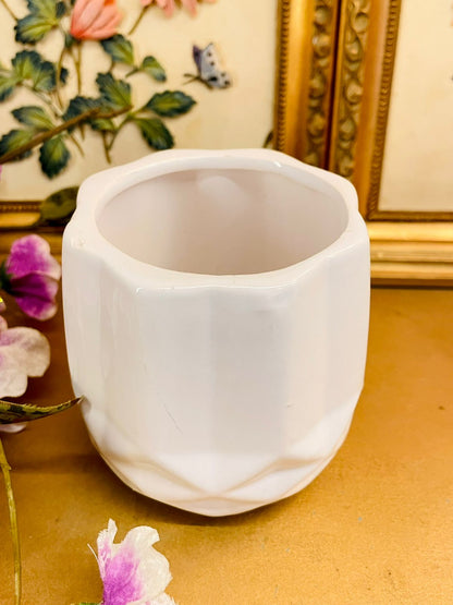 Minimal White Ceramic Planter Geometric Decor Pot