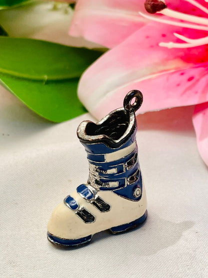 Vintage Blue & White Ski Boot Miniature Charm Ornament Approx. 5.5 cm