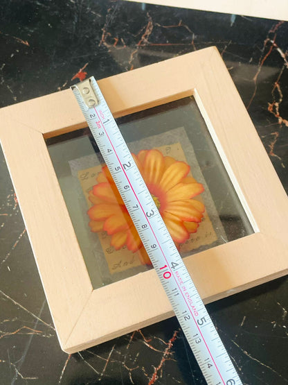 Set of 2 Wooden 3D Flower Shadow Frames – Yellow & Orange Daisy Decor