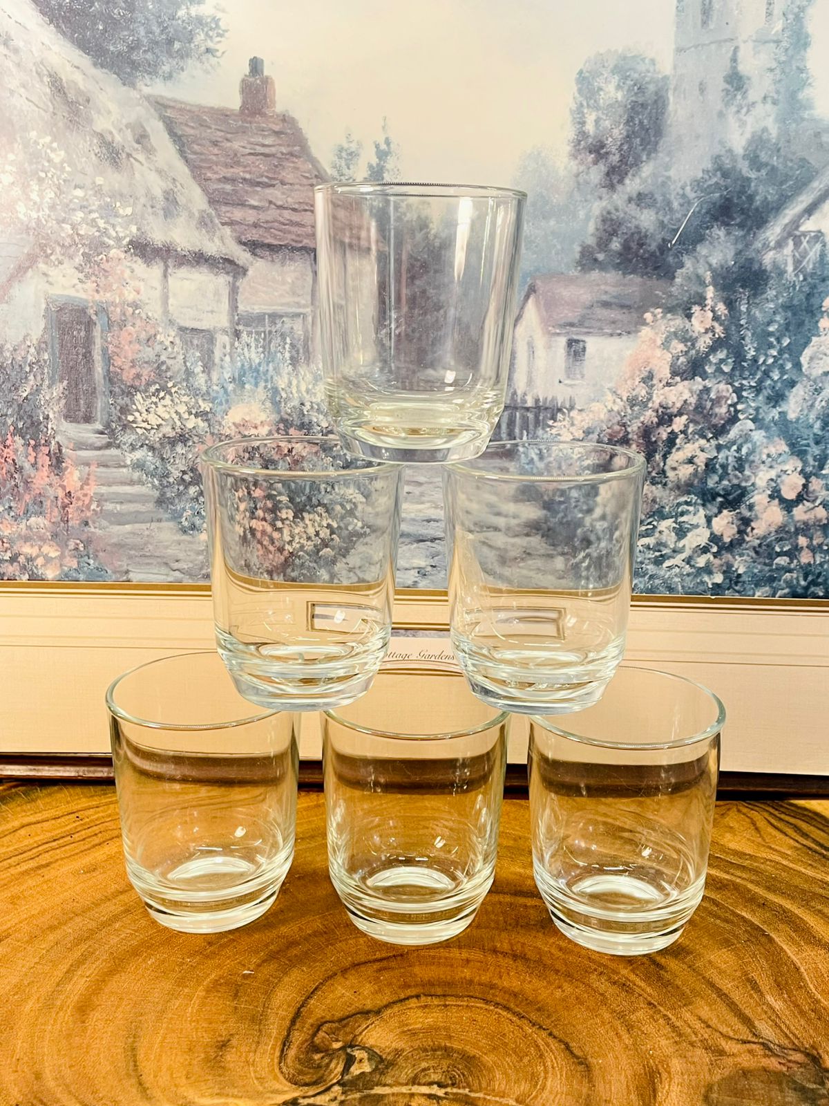 Set of 6 Vintage Clear Glass Set – Minimalist Everyday Drinkware