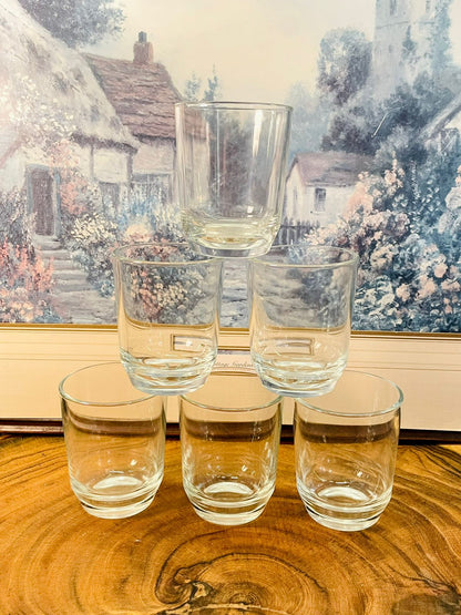Set of 6 Vintage Clear Glass Set – Minimalist Everyday Drinkware