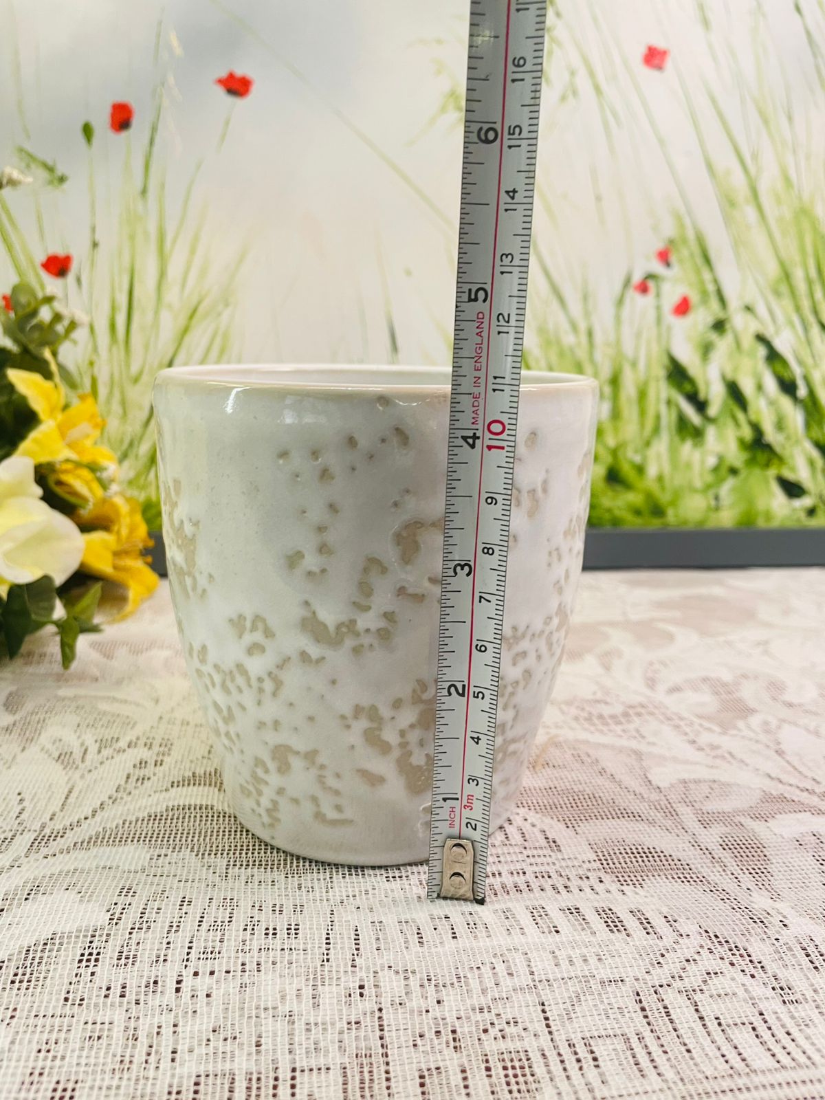 Cream Speckled Ceramic Plant Pot – Textured Cottage Planter