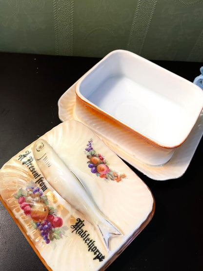 Vintage French Ceramic Butter Dish with Lid