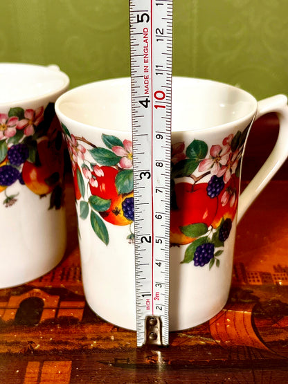 Crown Clarence Fine Bone China Apple & Blackberry Mugs Set of 2 10cm