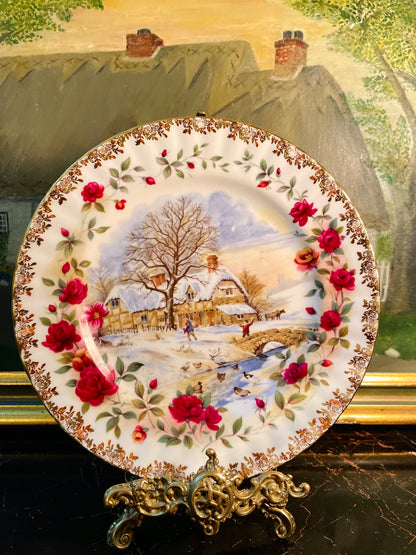 Royal Albert - Set of 4 - “Four Seasons” Decorative Plate by F.F. Errill | 22kt Gold Trim