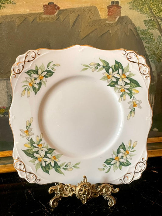 tuscan bone china england, bridal flower orange blossom, vintage tuscan plate, floral english china, fine bone china england, european vintage crockery, sunset kitchen decor, collectible floral plate, antique bone china pakistan, high end thrift lahore, vintage tableware