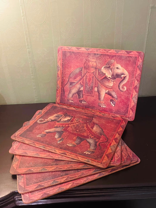Vintage Elephant Cork-Back Table Mats Set of 6