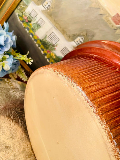 Vintage Light Brown Ceramic Casserole Dish – Stove-Safe Kitchenware