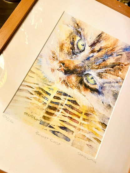 Sheila Gill Original Cat Watercolour Painting — 15in Framed