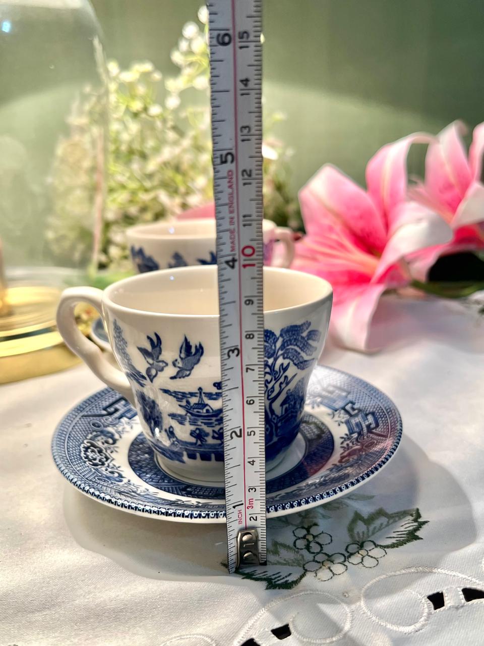Churchill England Blue Scenic Cup & Saucer Set 4 Piece