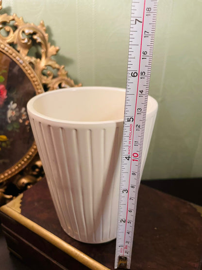 white Ribbed Ceramic Plant Pot 5 Inch Indoor Planter