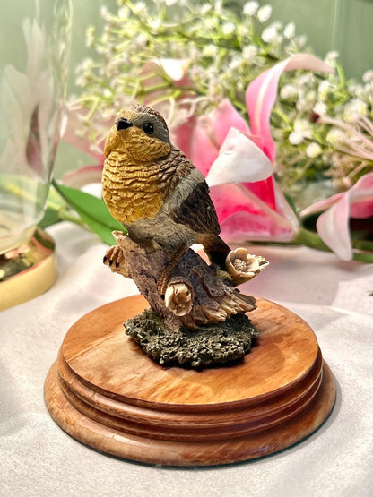 Bird on Branch Figurine with Wooden Base 10cm - 1 Piece