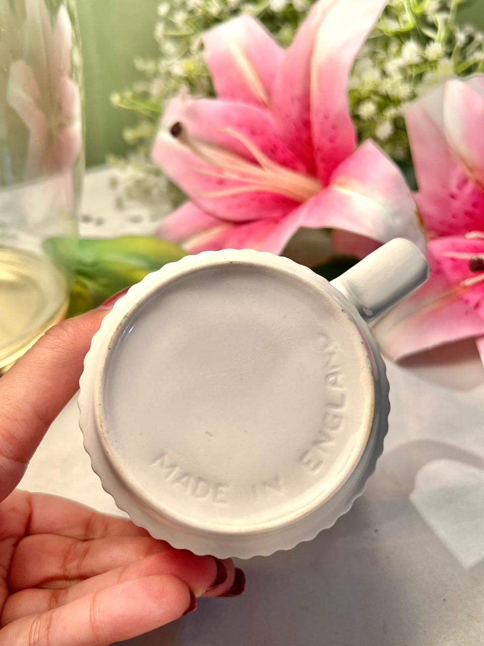 White Ribbed Ceramic Mug – 4 Inch