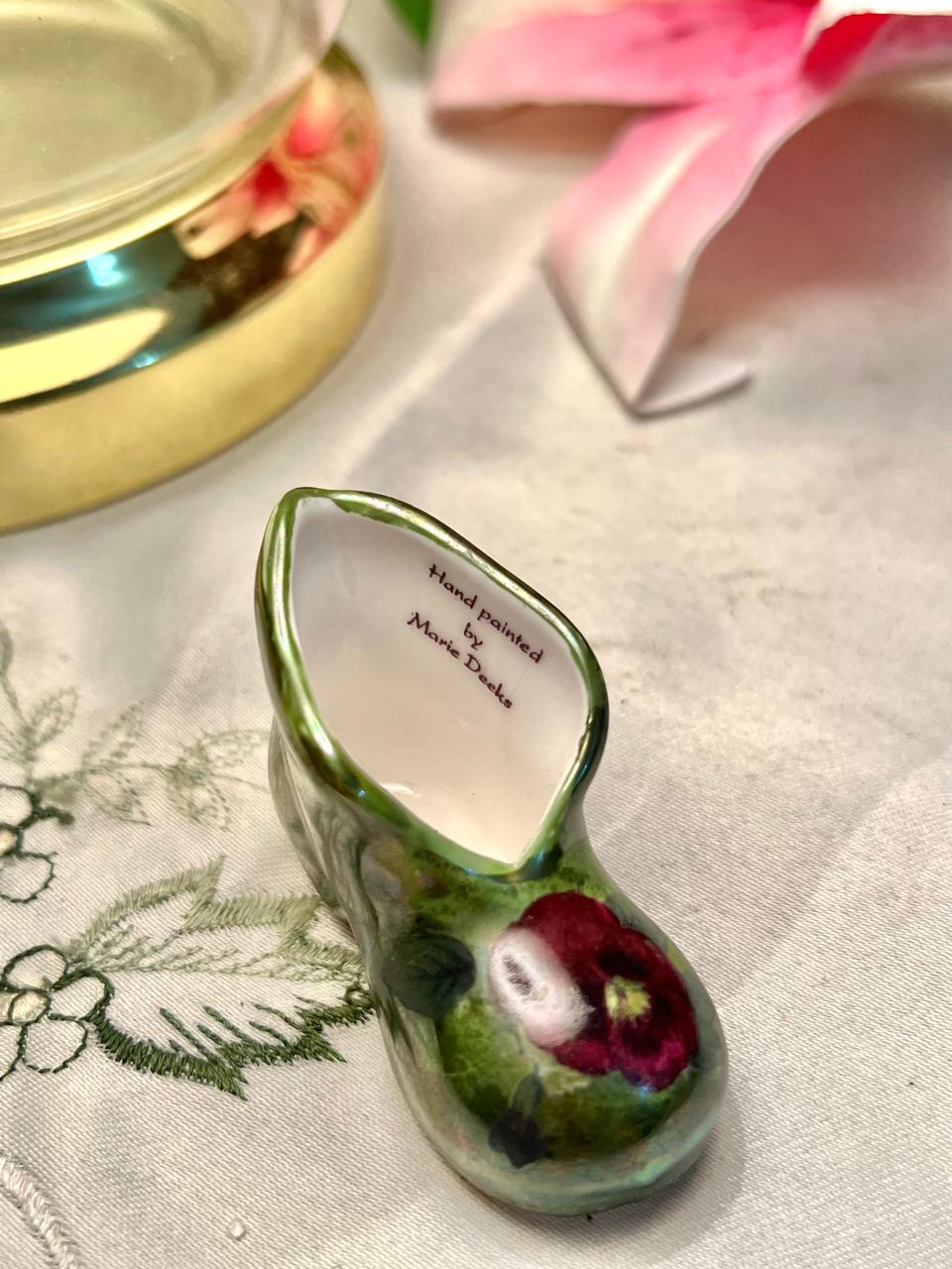 Hand-Painted Floral Miniature Shoe Decor 3"