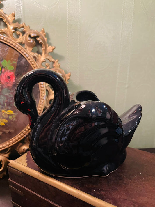 Black Swan Ceramic Planter Vase 5 Inch Decorative Ornament