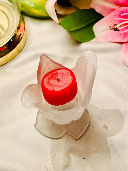 Vintage Frosted Crystal Tulip Flower Candle Holder 11cm