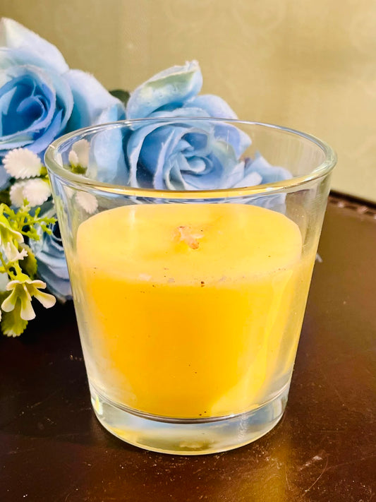 Yellow Scented Candle in Crystal Jar – 10cm