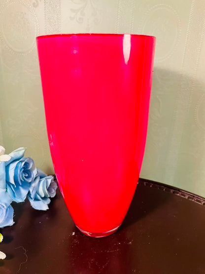 Large Red Decorative Crystal Floor Vase – 8.5 Inch Modern Statement Vase