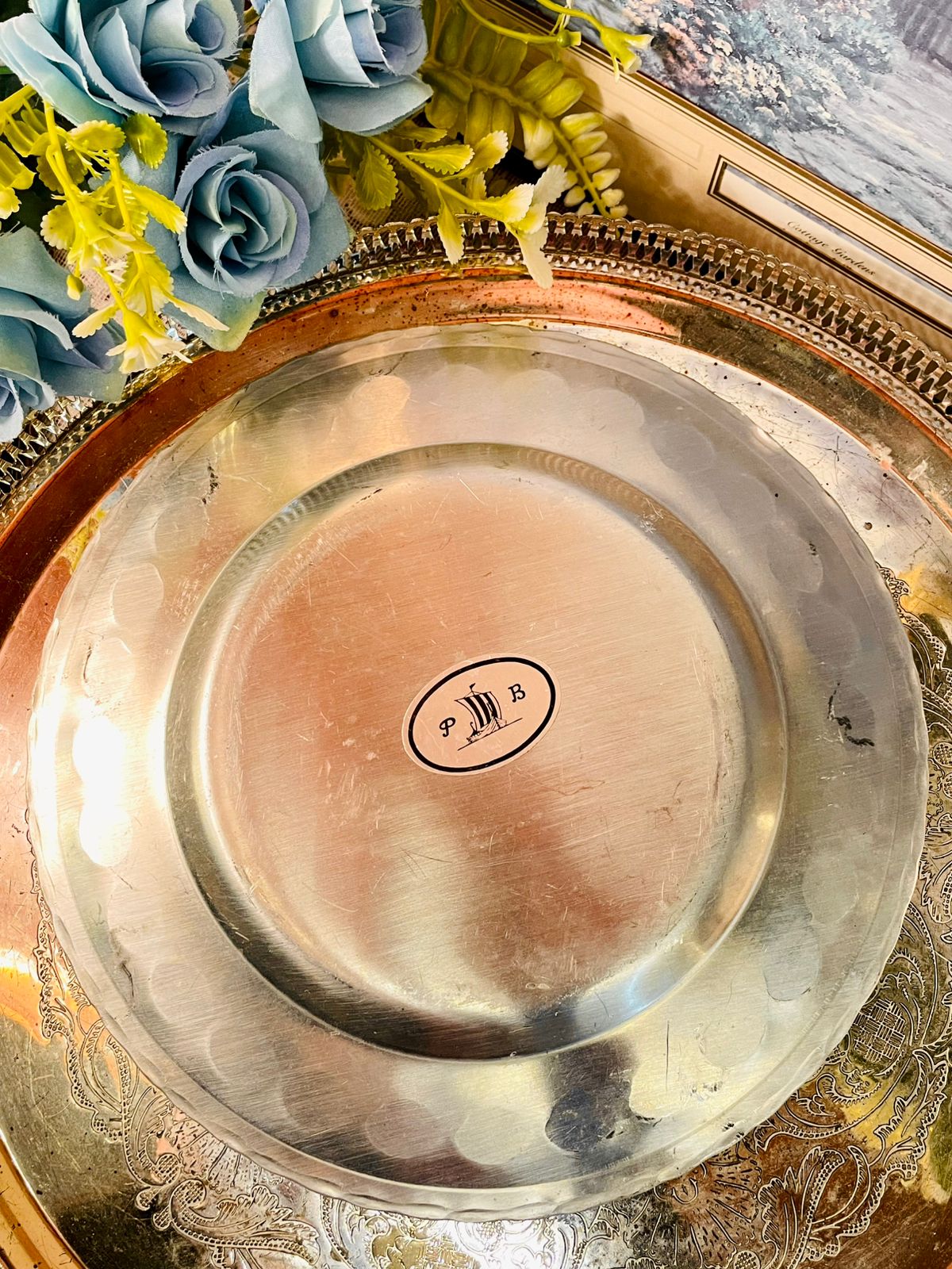 Vintage Rock of Gibraltar Pewter Display Plate