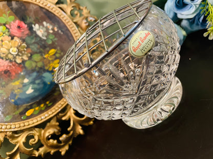 Royal Brierley Crystal Rose Bowl with Flower Grid