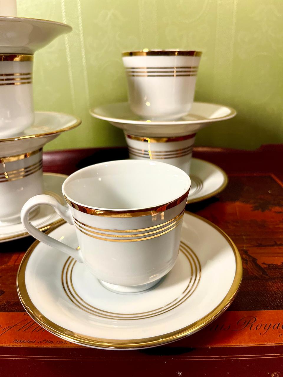 The Home Store Gold Rim Porcelain Tea Cup & Saucer Set | 6 Persons