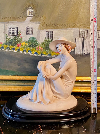 The Leonardo Collection “Seated Lady in Hat” Figurine – Elegant Porcelain Sculpture