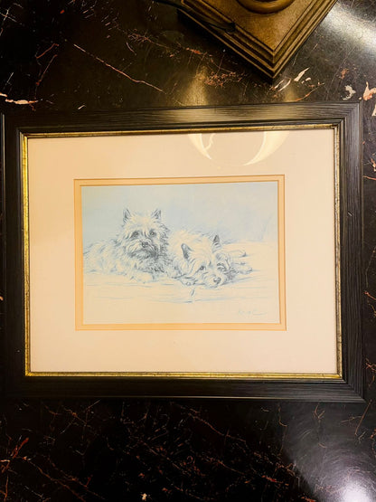 Vintage Dog Sketch Framed Art – Classic Pet Illustration