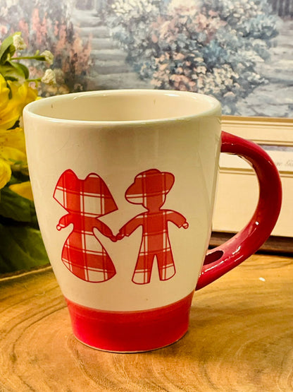 Coeur d’Alsace Red Plaid Couple Mug – French Ceramic Cup