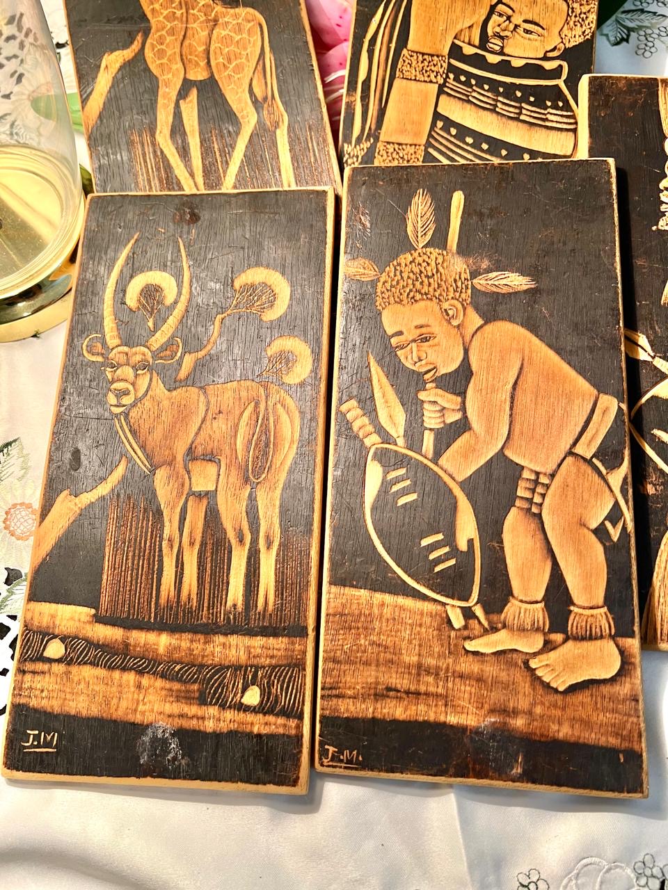 5-Piece African-Inspired Wooden Framed Artwork Set