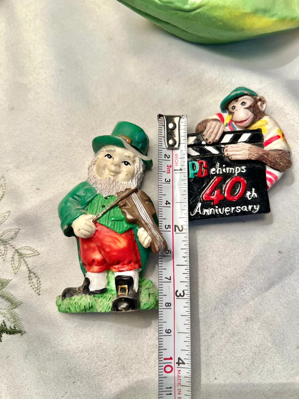 Vintage Irish Leprechaun Figurine Magnet Set – Green & Red – 8 cm