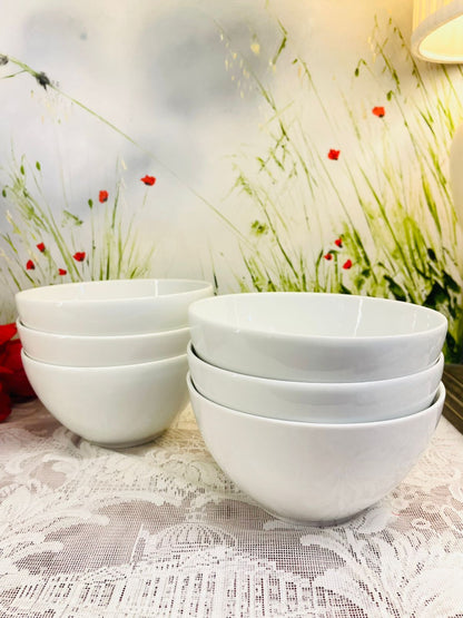 Vintage IKEA 365+ White Ceramic Bowls Set of 6
