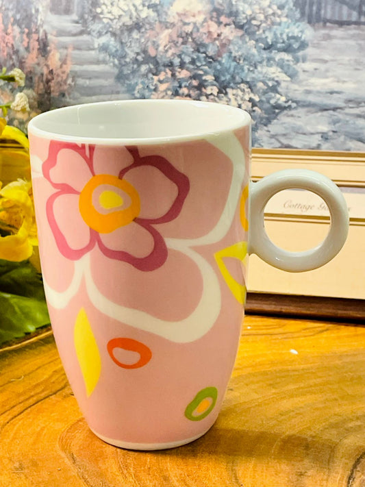Domestic Key West Floral Porcelain Mug | Pink Latte Cup