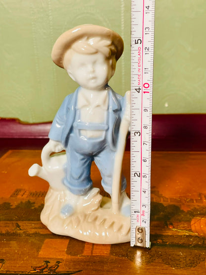 Vintage Porcelain Gardener Boy Figurine 5 Inch